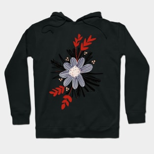 Black, red and white cosmos wild flowers Hoodie